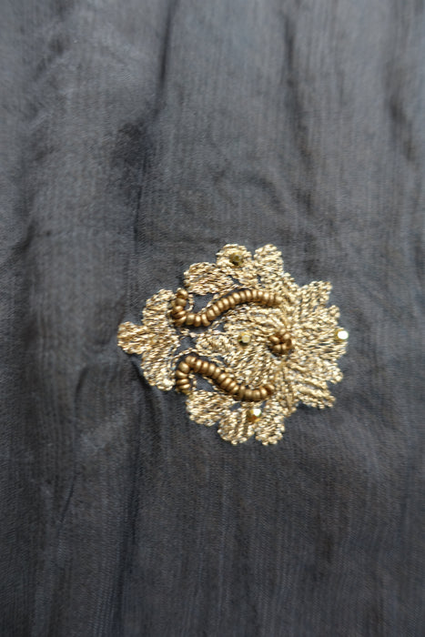 Charcoal Grey Embellished Dupatta - New