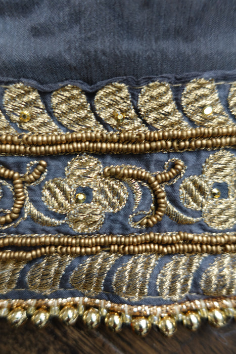 Charcoal Grey Embellished Dupatta - New