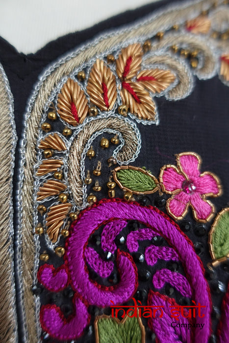 Grey & Purple Chiffon Salwar Kameez UK 10 / EU 36 - Preloved - Indian Suit Company