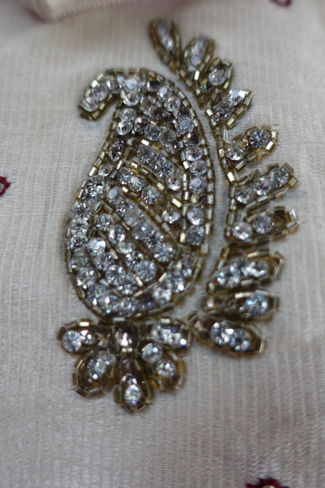 Cream & Maroon Salwar Kameez UK 10 / EU 36 - Preloved - Indian Suit Company