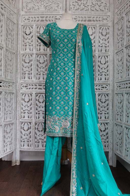 Sea Green Salwar Kameez UK 10 / EU 36 - Preloved - Indian Suit Company