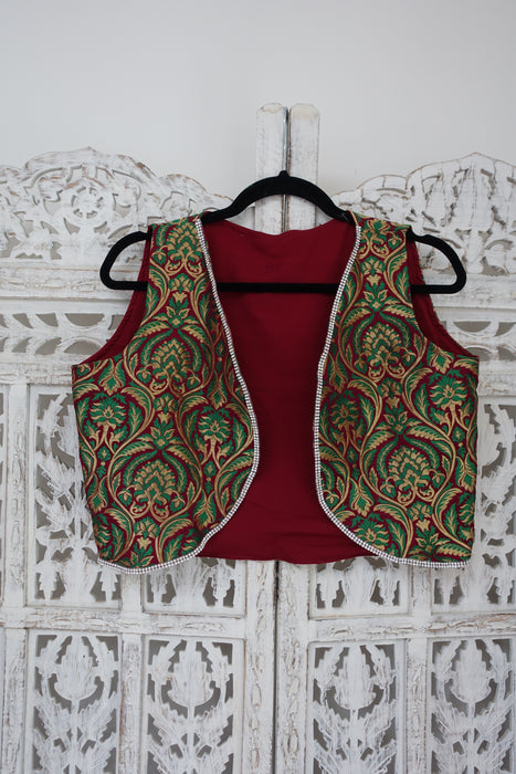 Ss17887 Dark Plum Pure Silk & Brocade 4Pc Ex Con With Diamante Trim Py Needs Cleaning - Indian Suit Company