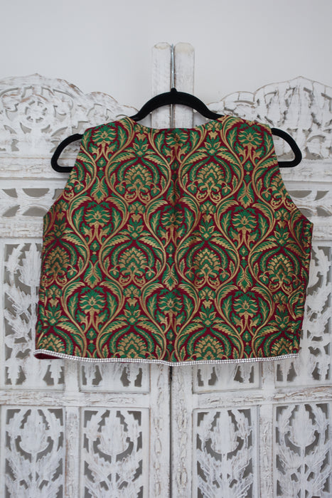 Ss17887 Dark Plum Pure Silk & Brocade 4Pc Ex Con With Diamante Trim Py Needs Cleaning - Indian Suit Company