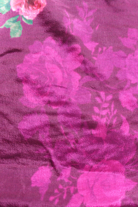 Plum Silk Salwar Suit With Floral Dupatta- UK 12/EU 38 - Preloved