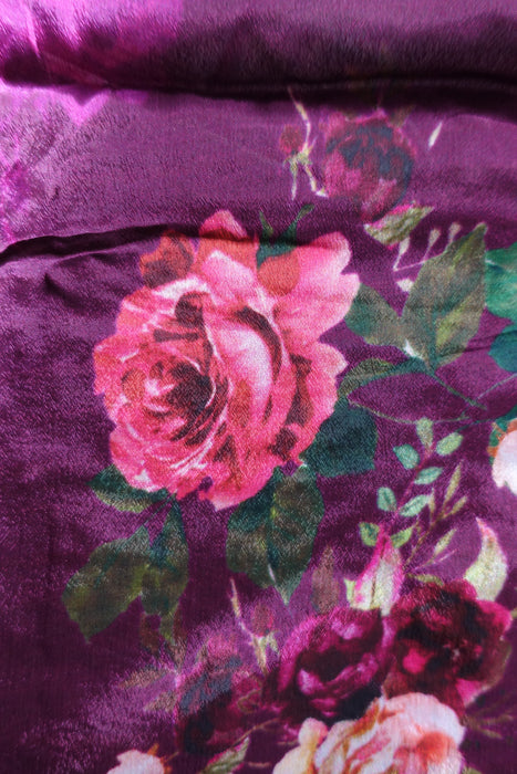 Plum Silk Salwar Suit With Floral Dupatta- UK 12/EU 38 - Preloved