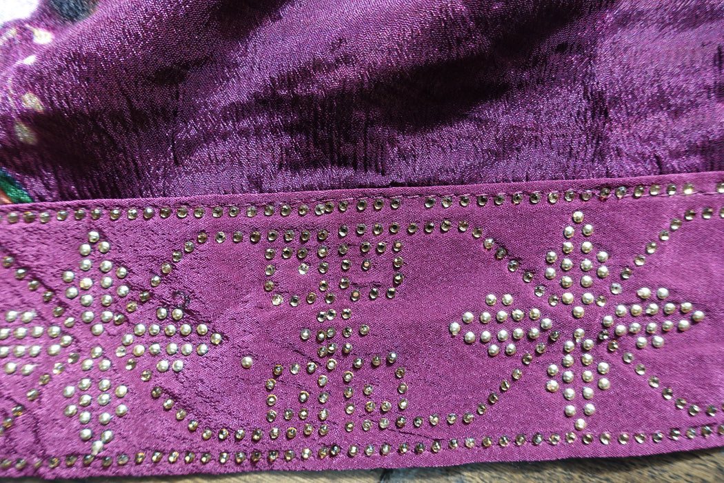 Plum Silk Salwar Suit With Floral Dupatta- UK 12/EU 38 - Preloved