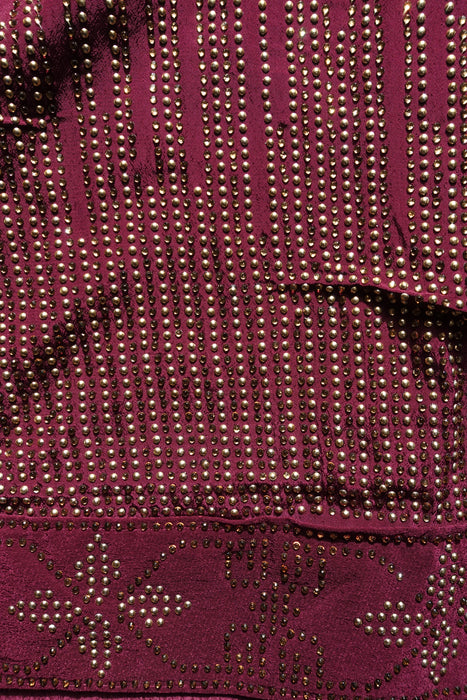 Plum Silk Salwar Suit With Floral Dupatta- UK 12/EU 38 - Preloved