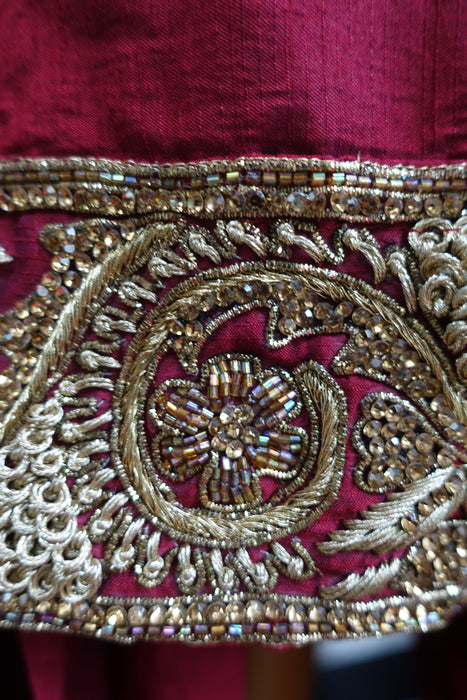 Dark Red Off Shoulder Salwar Kameez - UK 14/EU 40 - Preloved