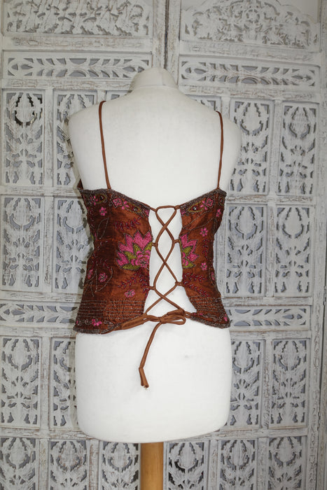 Brown Raw Silk Tunic - UK 8 / EU 34 - New - Indian Suit Company