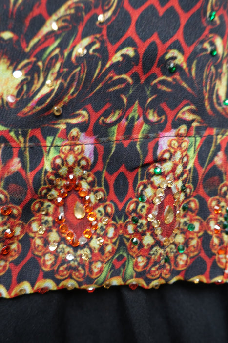 Black Orange Long Kameez - UK 12 / EU 38 - Preloved - Indian Suit Company