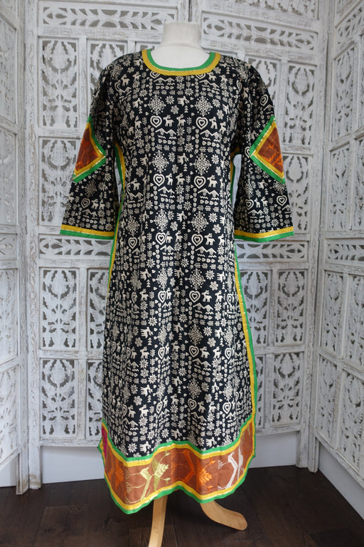 Black Long Vintage Tunic / Kameez - UK 18 / EU 44 - New - Indian Suit Company