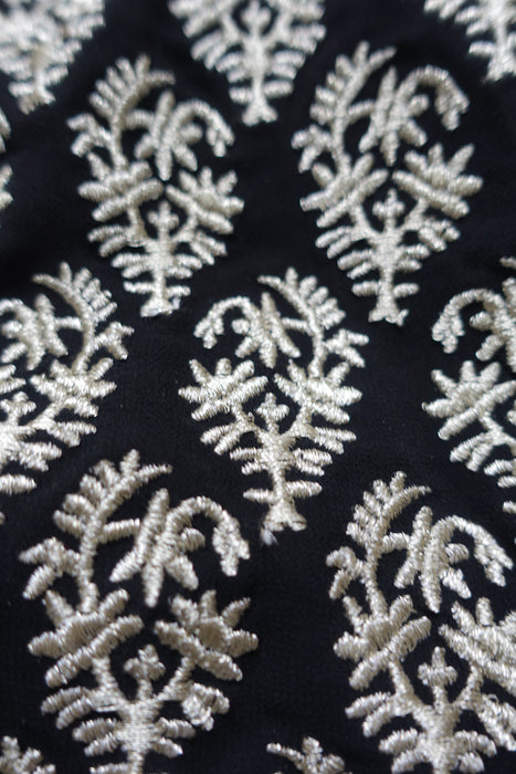 Black Embroidered Chiffon Tunic - UK 18 / EU 44 - New - Indian Suit Company