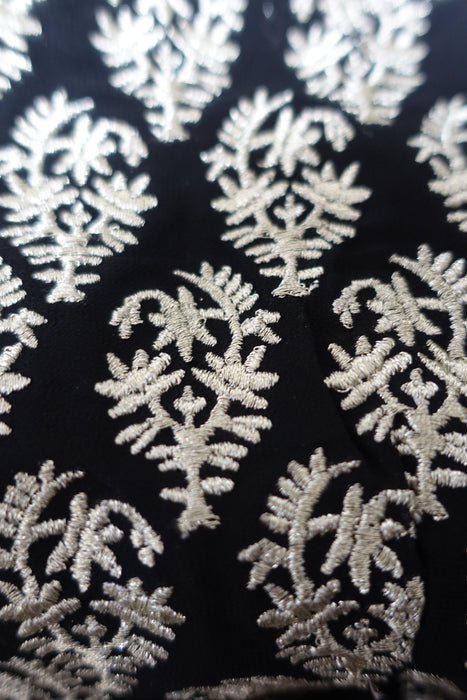 Black Embroidered Chiffon Tunic - UK 18 / EU 44 - New - Indian Suit Company