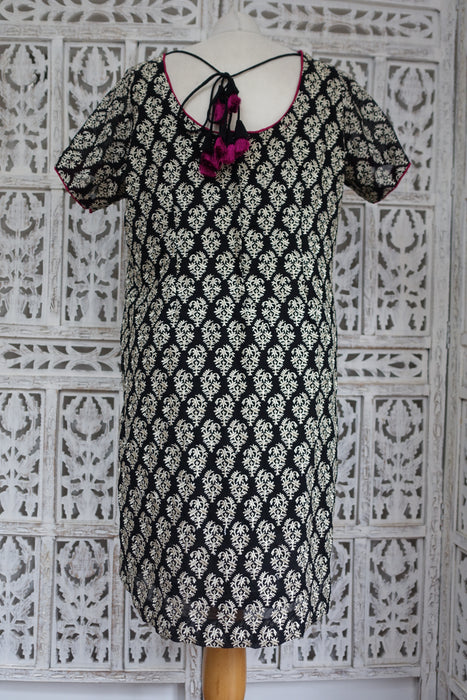 Black Embroidered Chiffon Tunic - UK 18 / EU 44 - New - Indian Suit Company