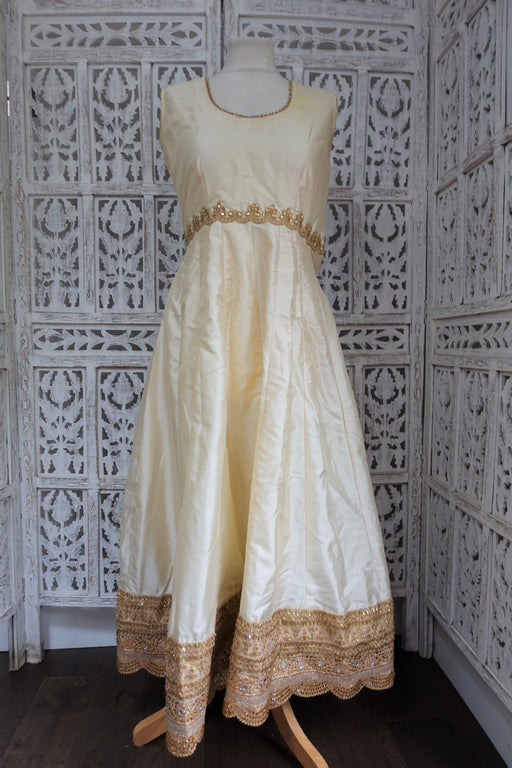 Cream Silk Frock - UK 12 / Eu 38 - Preloved - Indian Suit Company