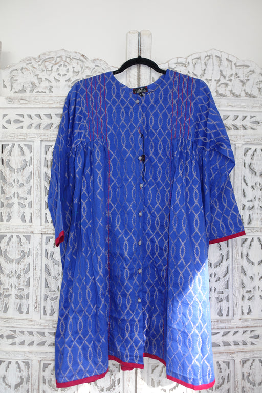 Blue XL cotton silk tunic - UK 24 / EU 50  new - Indian Suit Company