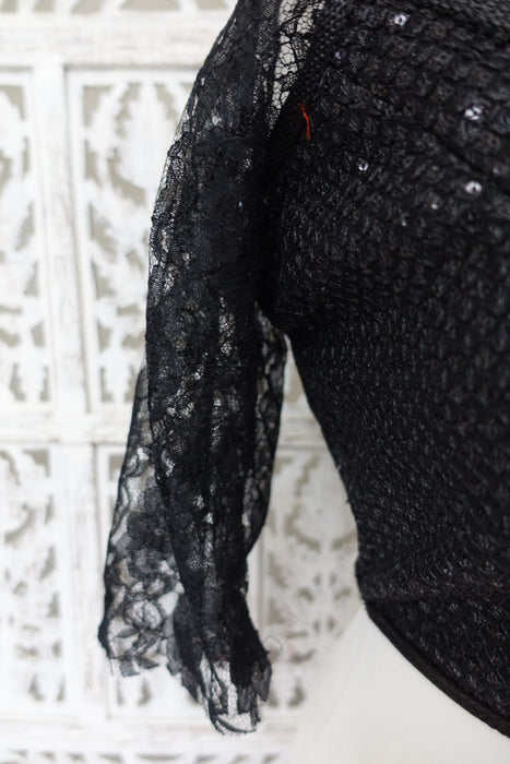 Black Sparkly Sari Blouse - New