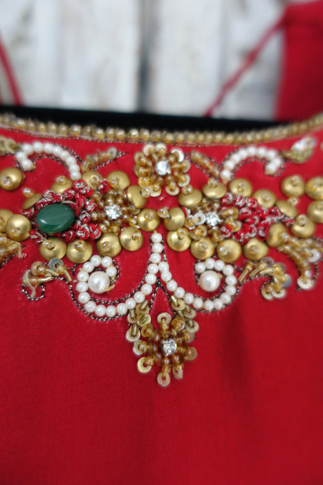 Bright Red Silk Sati Takhar Blouse - New