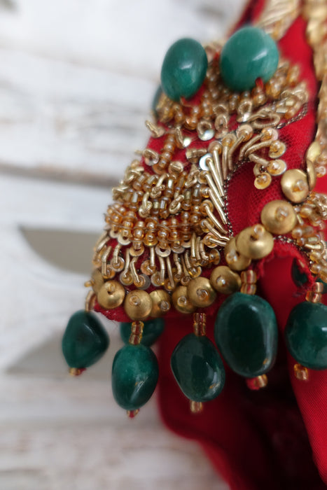 Bright Red Silk Sati Takhar Blouse - New