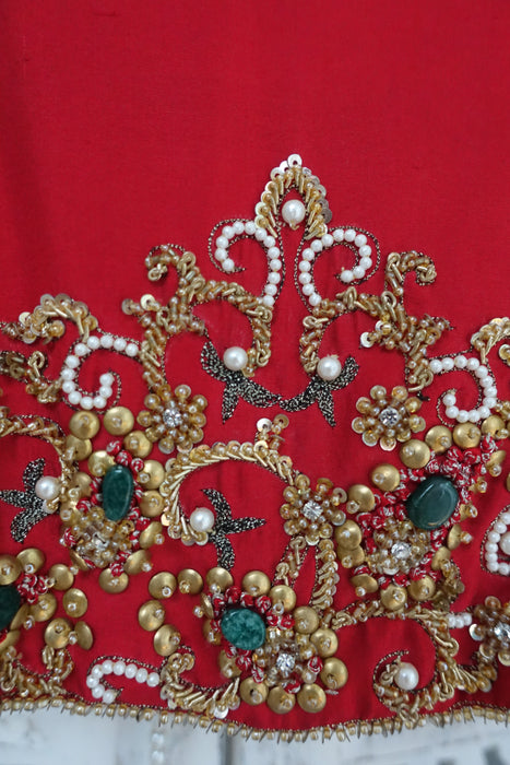 Bright Red Silk Sati Takhar Blouse - New