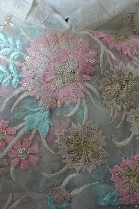 Cream Agna Noor Silk Cotton - New - UK 12 / EU 38