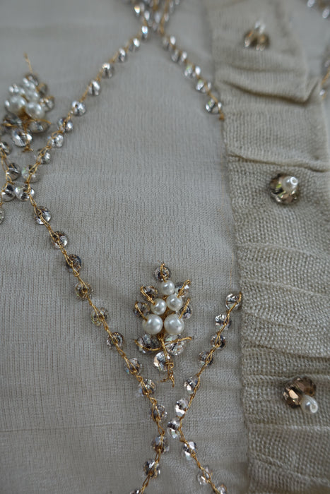 Cream Agna Noor Silk Cotton - New - UK 12 / EU 38