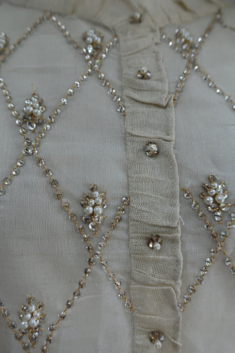 Cream Agna Noor Silk Cotton - New - UK 12 / EU 38