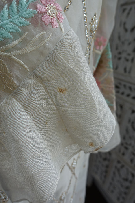 Cream Agna Noor Silk Cotton - New - UK 12 / EU 38