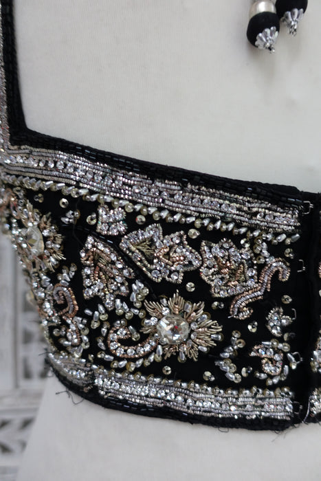 Black Diamante Blouse - Preloved - UK 12 / EU 38