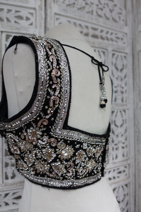 Black Diamante Blouse - Preloved - UK 12 / EU 38