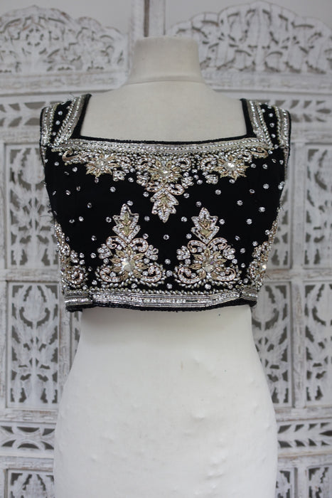 Black Diamante Blouse - Preloved - UK 12 / EU 38