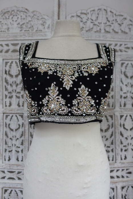 Black Diamante Blouse - Preloved - UK 12 / EU 38