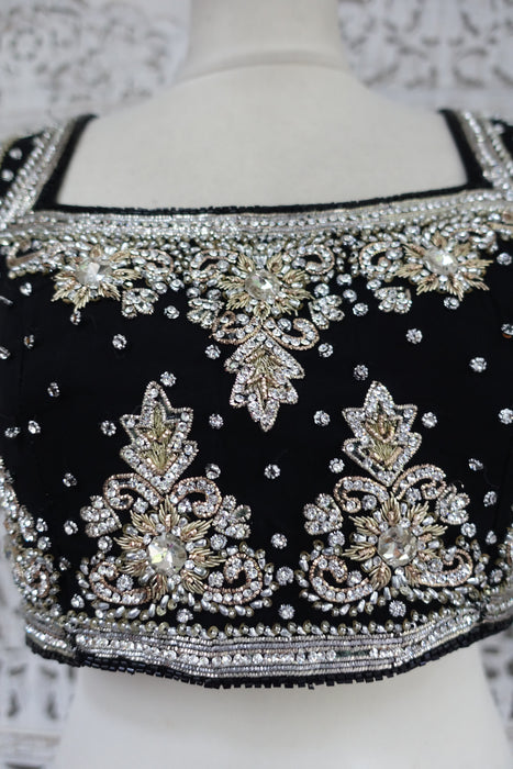 Black Diamante Blouse - Preloved - UK 12 / EU 38