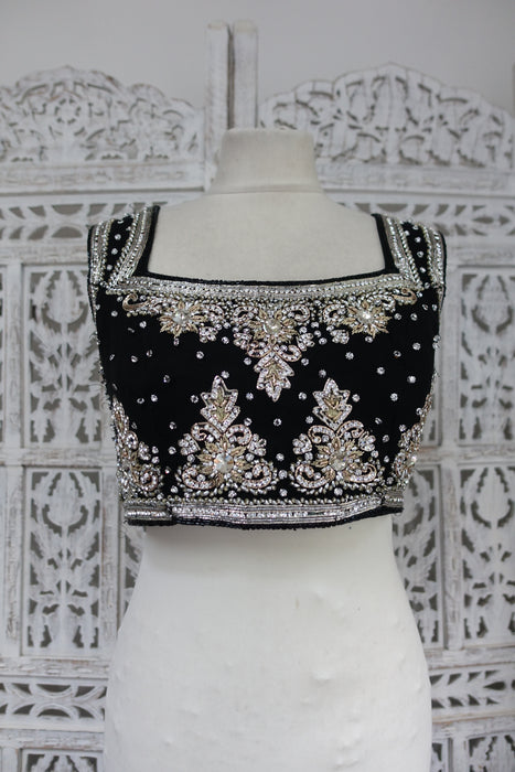 Black Diamante Blouse - Preloved - UK 12 / EU 38