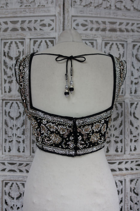 Black Diamante Blouse - Preloved - UK 12 / EU 38