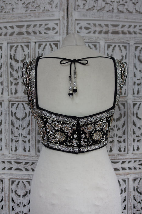 Black Diamante Blouse - Preloved - UK 12 / EU 38