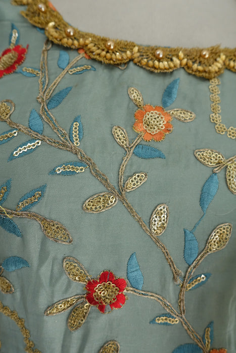 Sea Blue Embroidered Gharara - UK 8 / EU 34 - Preloved