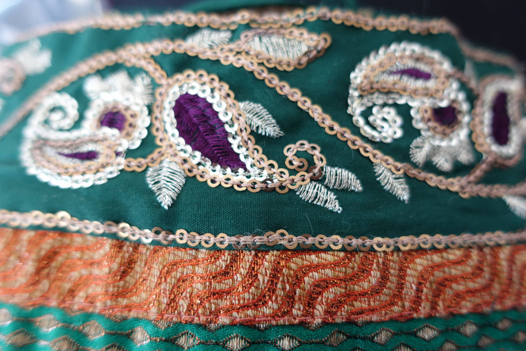 Green & Purple Reclaimed Sari Trim - Preloved