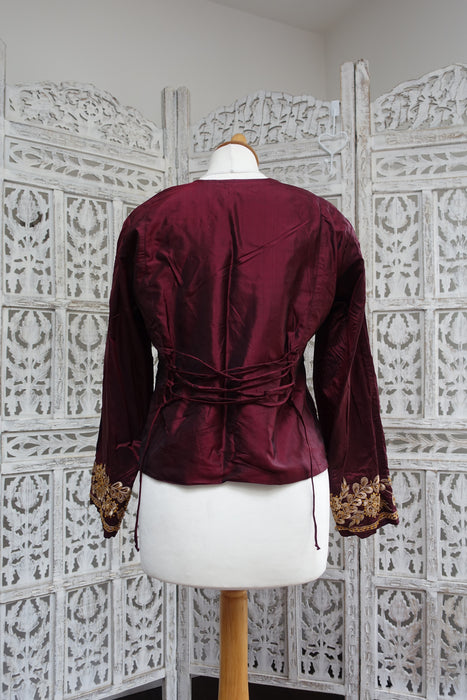 Maroon Vintage Pure Silk Lengha - UK Size 12/EU Size 38 - New