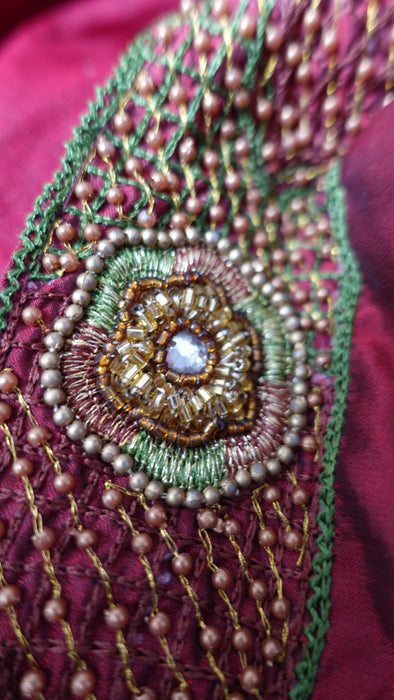 Olive Green Vintage 4Pc Lengha With Jacket - UK 16 / EU 42 - Preloved