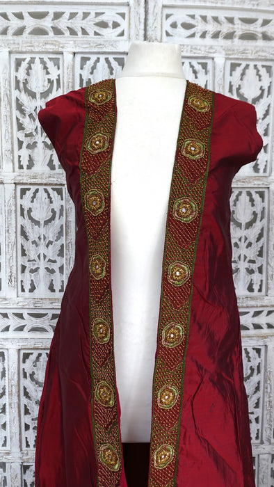 Olive Green Vintage 4Pc Lengha With Jacket - UK 16 / EU 42 - Preloved