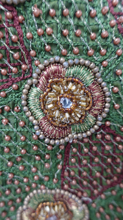 Olive Green Vintage 4Pc Lengha With Jacket - UK 16 / EU 42 - Preloved