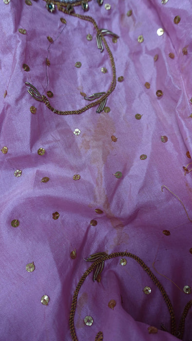 Pink Silk Vintage Lengha - Freesize - Preloved