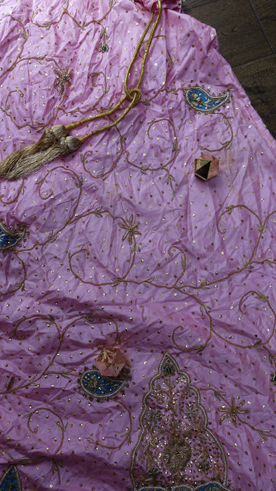 Pink Silk Vintage Lengha - Freesize - Preloved