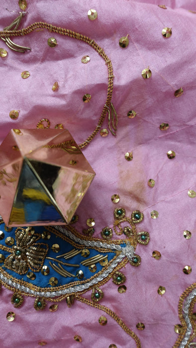 Pink Silk Vintage Lengha - Freesize - Preloved
