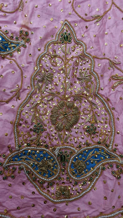 Pink Silk Vintage Lengha - Freesize - Preloved