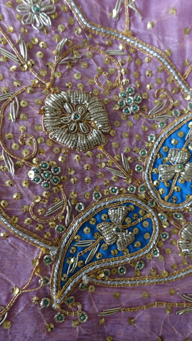 Pink Silk Vintage Lengha - Freesize - Preloved