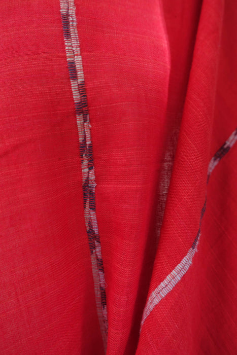Red And Black Cotton Sari With Blouse Piece - New