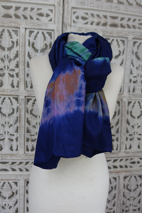 Purple And Peach Double Sided Silk Scarf