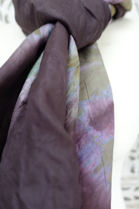 Brown And  Green Double Sided Silk Scarf